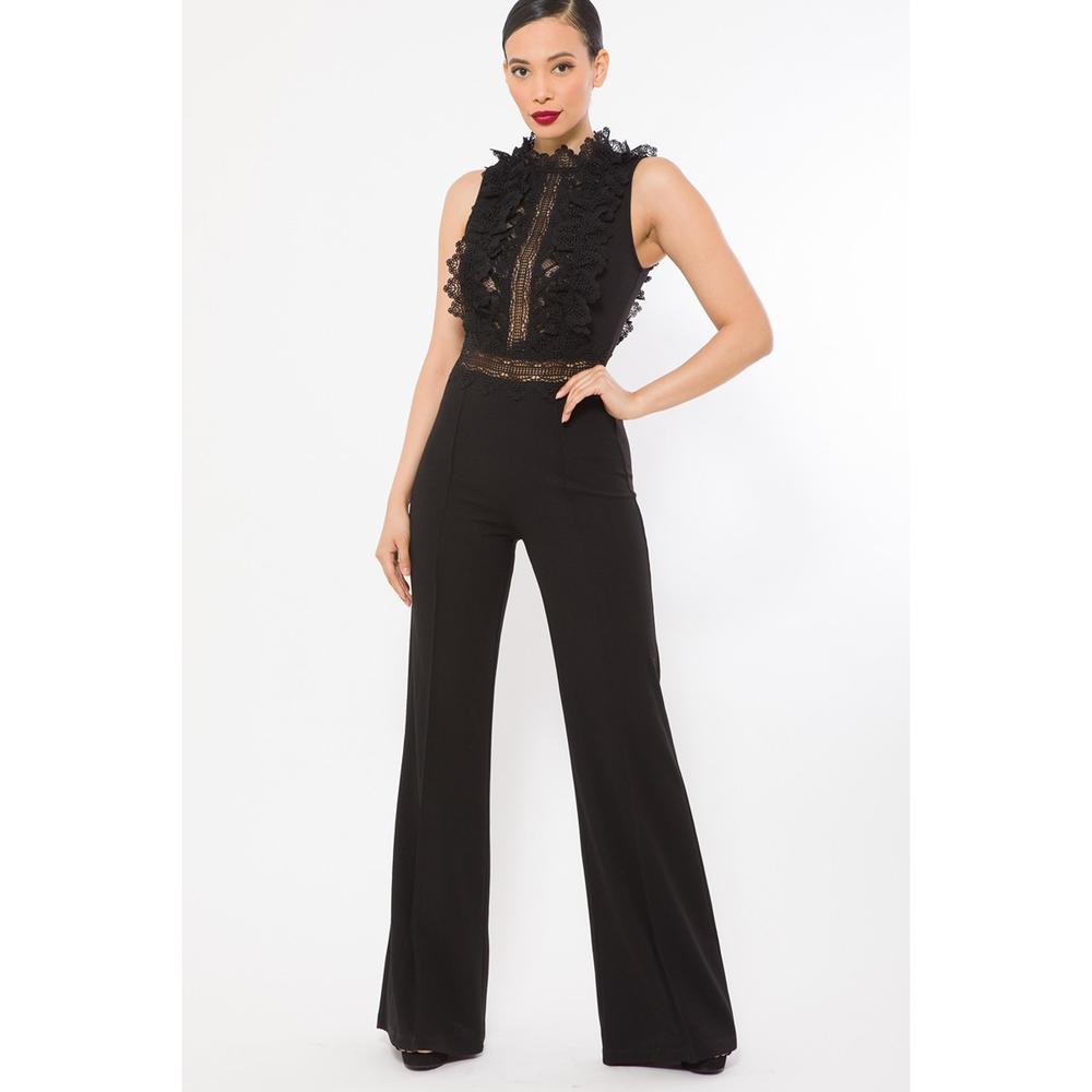Crochet Lace Combined Bodice Jumpsuit - Picture 1 of 4